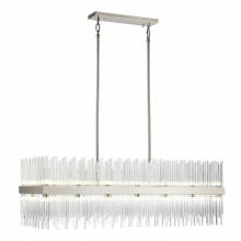 Zeev Lighting CD10382-32-PN - 32-Light 48" Sleek Polished Nickel Banded Rectangular Crystal Chandelier