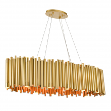 Zeev Lighting CD10392-24+16-AGB - 40-Light 51" Modern Oval Organ Pipe Aged Brass Chandelier