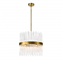 Zeev Lighting CD10404-12-P-AGB - 12-Light 18" Sleek Aged Brass Banded Crystal Drum Chandelier