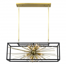 Zeev Lighting CD10489-10-AGB+MBK - 10-Light Modern Rectangular Sputnik Aged Brass Chandelier