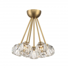 Zeev Lighting FM60049-7-AGB - 7-Lighting 15" Aged Brass Clustered Crystal Semi-Flush Mount