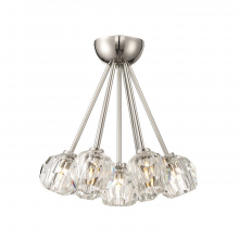 Zeev Lighting FM60050-7-PN - 7-Lighting 15" Polished Nickel Clustered Crystal Semi-Flush Mount