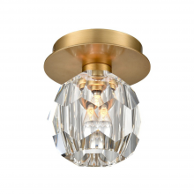 Zeev Lighting FM60051-1-AGB - 5" Single Aged Brass Crystal Mini-Flush Mount