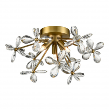 Zeev Lighting FM60053-3-AGB - 3-Light Floral Crystal Pedal Sputnik Aged Brass Flush Mount