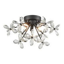 Zeev Lighting FM60057-3-MBK - 3-Light Floral Crystal Pedal Sputnik Matte Black Flush Mount