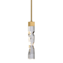 Zeev Lighting MP11301-LED-2x2-AGB - LED 3CCT 1-Light 2"x2" Carved Crystal Aged Brass Mini-Pendant