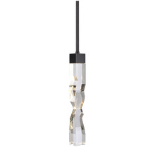 Zeev Lighting MP11304-LED-2x2-SBB - LED 3CCT 1-Light 2"x2" Carved Crystal Satin Brushed Black Mini-Pendant