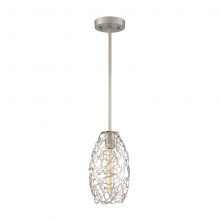 Zeev Lighting MP40024-1-SN - 1-Light 6" Organic Satin Nickel Metal Convex Shade Mini Pendant