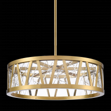 Zeev Lighting P11519-LED-AGB - LED 3CCT 30" Thick Engraved Crystals Aged Brass Drum Pendant Light