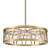 Zeev Lighting P11519-LED-AGB - LED 3CCT 30" Thick Engraved Crystals Aged Brass Drum Pendant Light