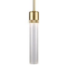 Zeev Lighting P11701-LED-AGB-G3 - 3" LED 3CCT Vertical Cylindrical Pendant Light, 12" Fluted Glass and Aged Brass Finish