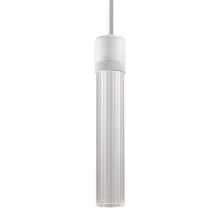 Zeev Lighting P11702-LED-MW-G3 - 3" LED 3CCT Vertical Cylindrical Pendant Light, 12" Fluted Glass and Matte White Finish