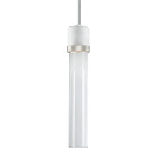 Zeev Lighting P11702-LED-MW-K-PN-G1 - 3" LED 3CCT Cylindrical Pendant Light, 12" Clear Glass and Matte White with Nickel Finish