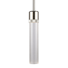 Zeev Lighting P11703-LED-PN-G3 - 3" LED 3CCT Cylindrical Pendant Light, 12" Fluted Glass and Polished Nickel Finish