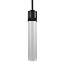 Zeev Lighting P11704-LED-SBB-G3 - 3" LED 3CCT Cylindrical Pendant Light, 12" Fluted Glass and Satin Brushed Black Finish