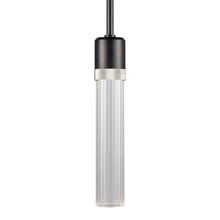 Zeev Lighting P11704-LED-SBB-K-PN-G3 - 3" LED 3CCT Cylindrical Pendant Light, 12" Fluted Glass and Satin Brushed Black with Nickel