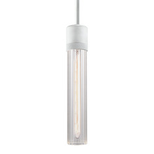 Zeev Lighting P11706-E26-MW-G3 - 3" E26 Cylindrical Pendant Light, 12" Fluted Glass and Matte White Finish