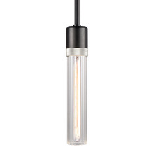 Zeev Lighting P11708-E26-SBB-K-PN-G3 - 3" E26 Cylindrical Pendant Light, 12" Fluted Glass and Satin Brushed Black with Nickel Finis