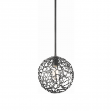 Zeev Lighting P30037-1-MBK - 1-Light 10" Organic Matte Black Metal Globe Pendant