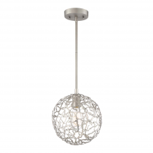 Zeev Lighting P30037-1-SN - 1-Light 10" Organic Satin Nickel Metal Globe Pendant