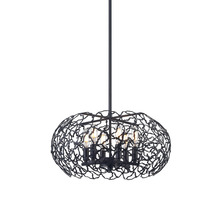 Zeev Lighting P30039-6-MBK - 6-Light 18" Organic Matte Black Oval Shade Pendant Light