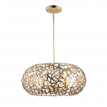 Zeev Lighting P30039-6-SG - 6-Light 18" Organic Matte Gold Oval Shade Pendant Light