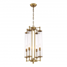 Zeev Lighting P30068-4-AGB - 4-Light 14" Decorative Aged Brass Fluted Glass Vertical Pendant