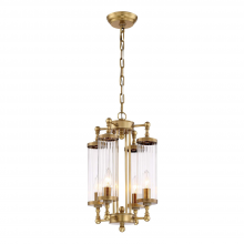 Zeev Lighting P30070-4-AGB - 4-Light 12" Decorative Aged Brass Fluted Glass Vertical Pendant