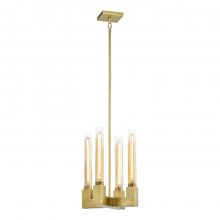 Zeev Lighting P30099-4-AGB - 4-Light 12" Aged Brass Square Arm Styled Glass Chandelier