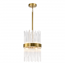 Zeev Lighting P30105-8-P-AGB - 8-Light 10" Sleek Aged Brass Banded Cylindrical Crystal Pendant