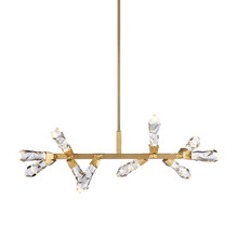 Zeev Lighting PL11413-LED-10-AGB - LED 3CCT 31" 10-Light Crafted Crystal Aged Brass Linear Adjustable Pendant