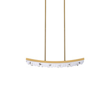 Zeev Lighting PL11609-LED-32-AGB - LED 3CCT 32" Unique Curved Crystal Aged Brass Linear Pendant Light