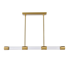 Zeev Lighting PL11725-LED-3-AGB-G3 - 48" LED 3CCT Sleek Linear Pendant, Clear Fluted Glass Shades and Aged Brass Finish