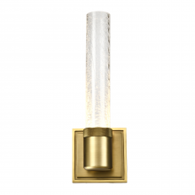 Zeev Lighting WS11709-LED-1-AGB-G5 - LED 3CCT Vertical Wall Sconce, 12" Crackled Glass and Aged Brass Finish