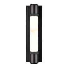 Zeev Lighting WS11724-LED-1-SBB-G9 - LED 3CCT Fuse Wall Sconce, 12" Spanish Alabaster Shade and Satin Brushed Black Finish