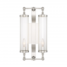 Zeev Lighting WS70037-2-PN - 2-Light Polished Nickel Fluted Glass Vertical Wall Sconce