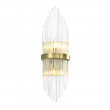 Zeev Lighting WS70048-2-AGB - 2-Light 24" Sleek Aged Brass Banded Vertical Crystal Wall Sconce