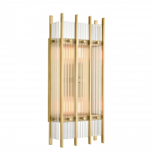 Zeev Lighting WS70050-2-AGB - 2-Light Fluted Glass Panel Aged Brass Vertical Wall Sconce