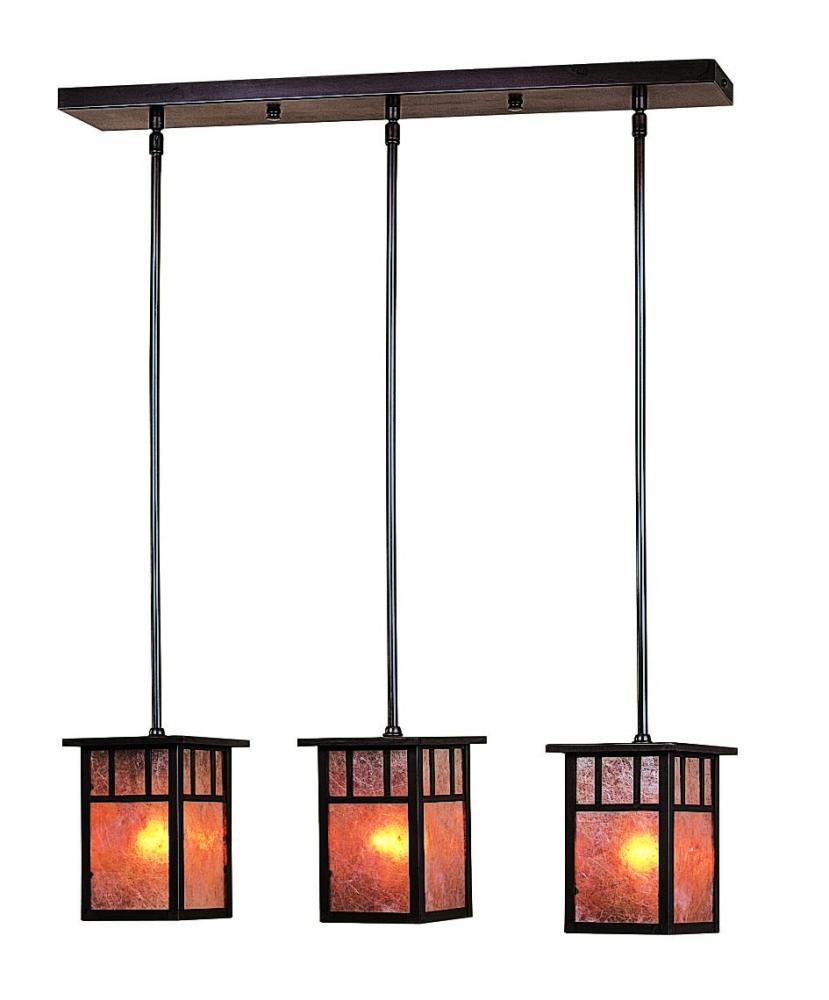 4" huntington 3 light in-line, classic arch overlay