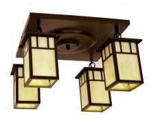 Arroyo Craftsman HCM-4L/4DTF-S - 4" huntington 4 light ceiling mount, double t-bar overlay