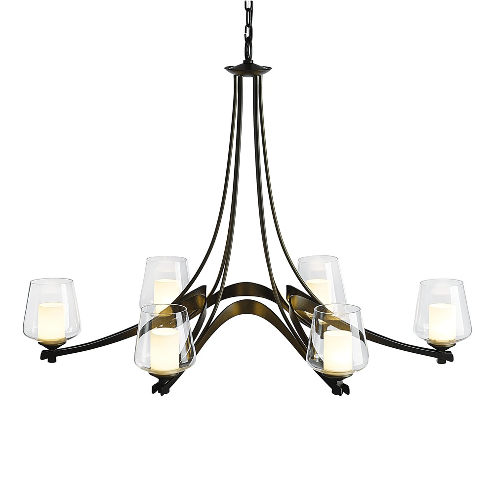 Oval Ribbon 6 Arm Chandelier