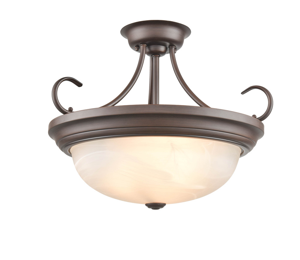 3-Light Semi-Flush Ceiling Mount Rubbed Bronze