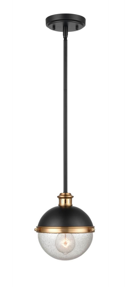 Ellmira 1-Light Pendant light Matte Black/ Aged Brass