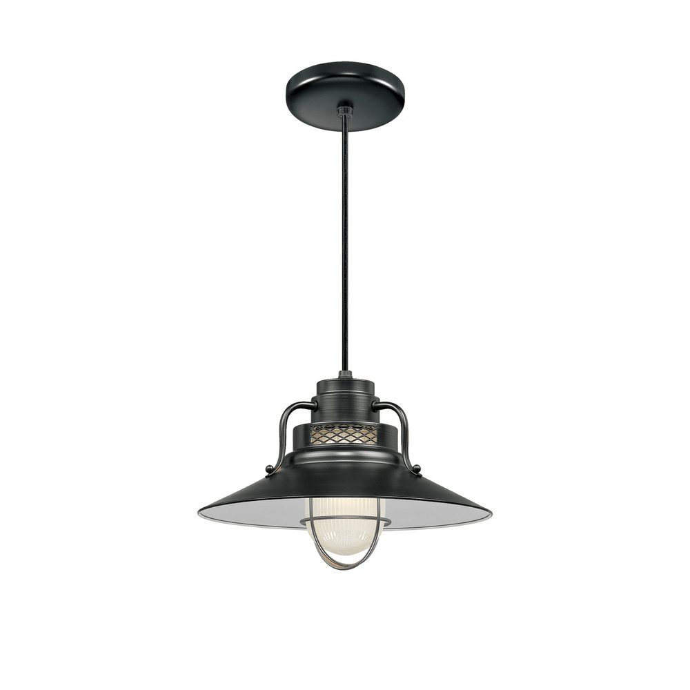 R Series 1-Light Cord Hung Railroad Shade Satin Black