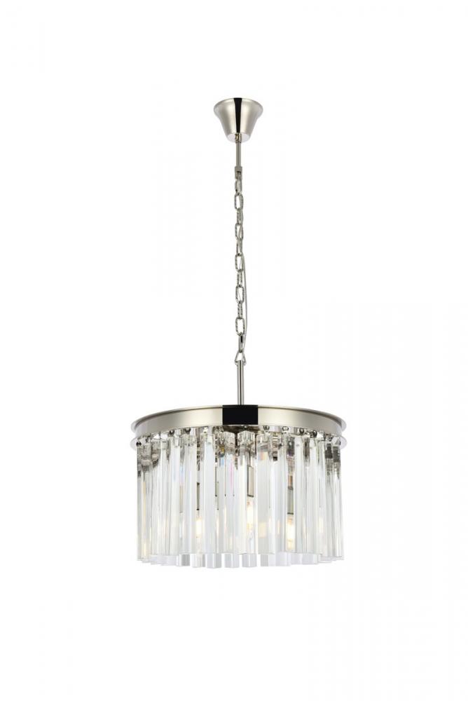 Sydney 3 light polished nickel Pendant Clear Royal Cut Crystal