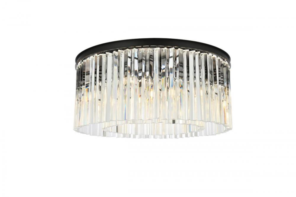 Sydney 8 Light Matte Black Flush Mount Clear Royal Cut Crystal