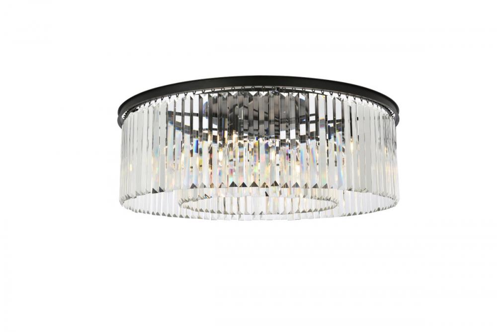 Sydney 10 light Matte Black Flush Mount Clear Royal Cut Crystal