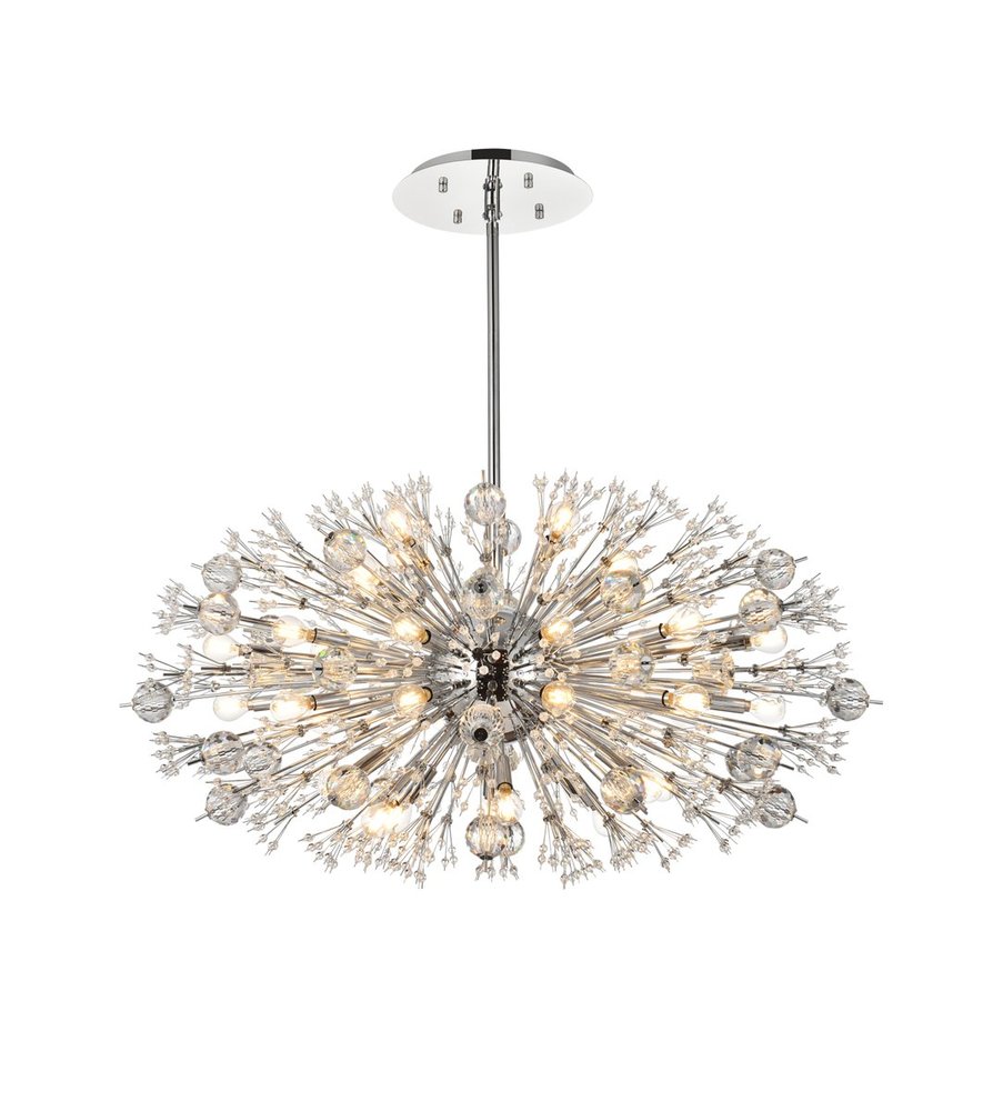 Vera 42 Inch Crystal Starburst Oval Pendant in Chrome