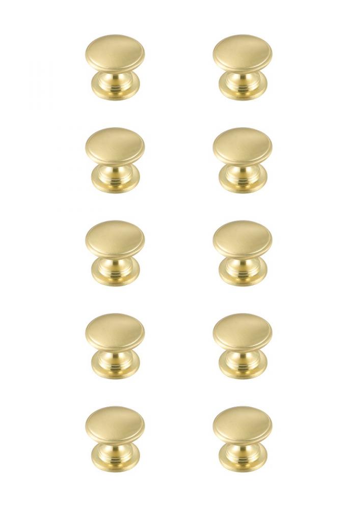 Kaid 1.2" Diameter Brushed Gold Mushroom Knob Multipack (Set of 10)