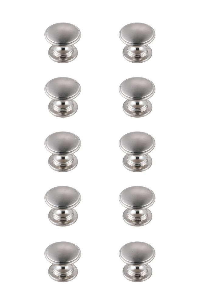 Kaid 1.2" Diameter Brushed Nickel Mushroom Knob Multipack (Set of 10)